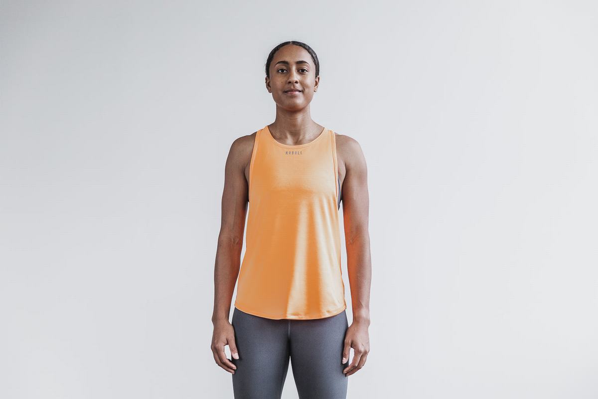 Orange Camo Women's Nobull Lightweight Textured Neon Tank Tops | USA025943