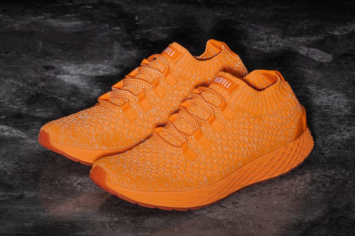 Orange Men's Nobull Neon Knit Runner Running Shoes | USA149073