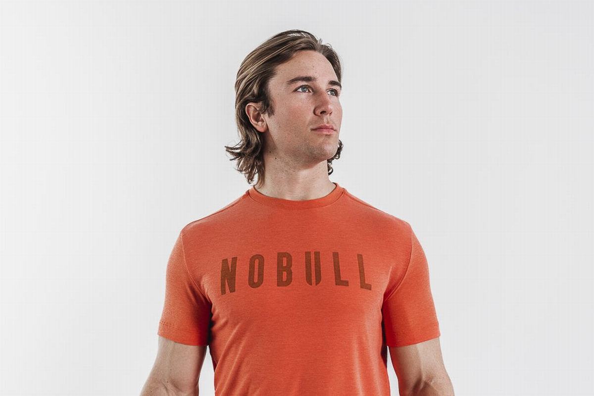 Orange Men\'s Nobull T Shirts | USA084167