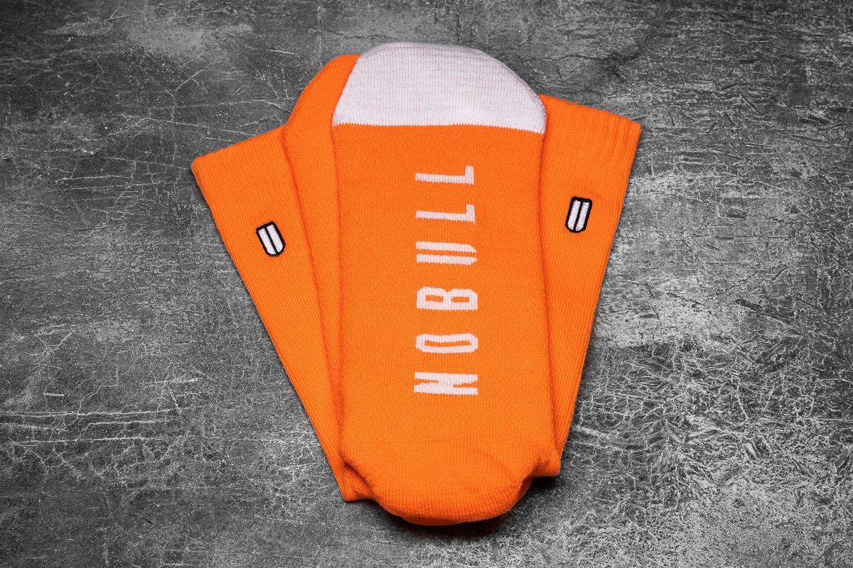 Orange White Men\'s Nobull Crew Neon Socks | USA502986