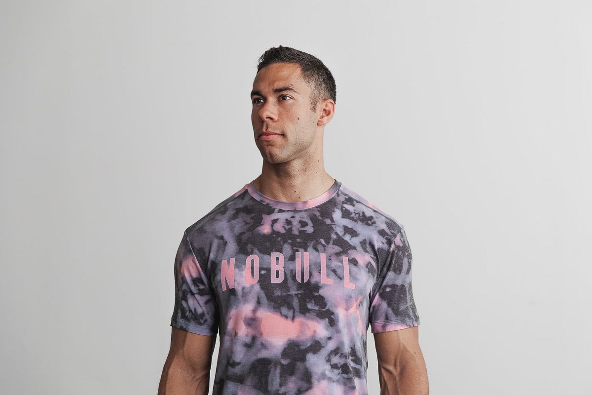 Pink Black Men's Nobull Tie-Dye T Shirts | USA567801