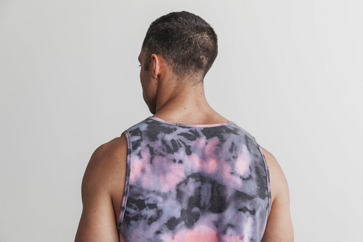 Pink Black Men's Nobull Tie-Dye Tank Tops | USA153629