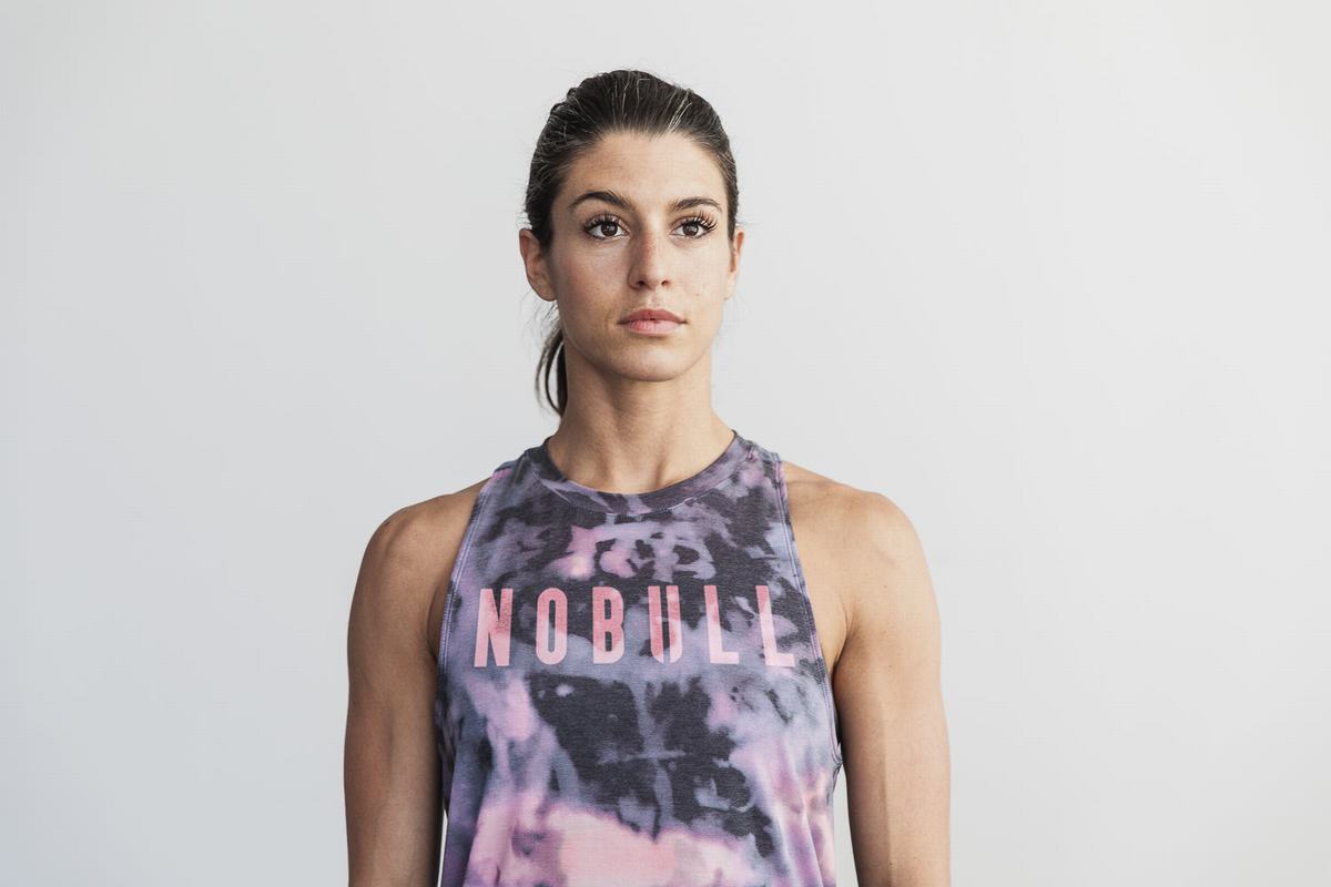 Pink Black Women's Nobull High-Neck Tie-Dye Tank Tops | USA169370