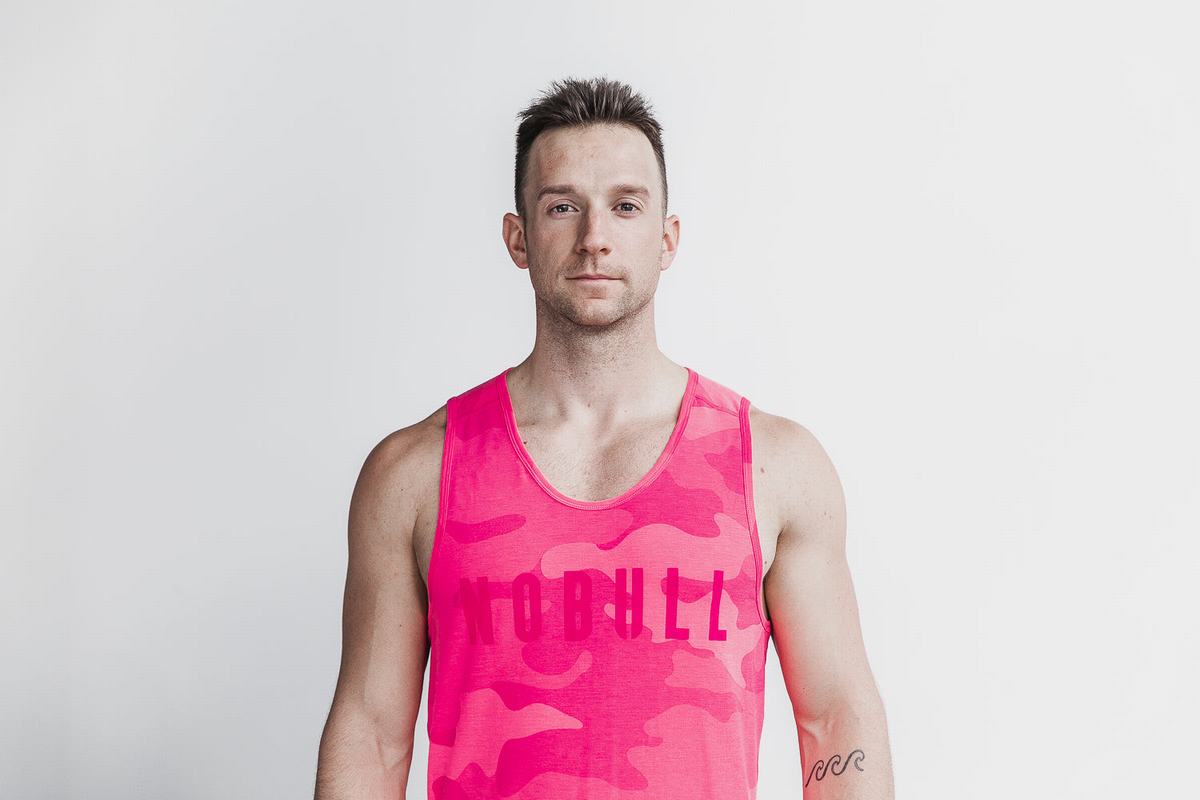 Pink Camo Men\'s Nobull Neon Tank Tops | USA630541