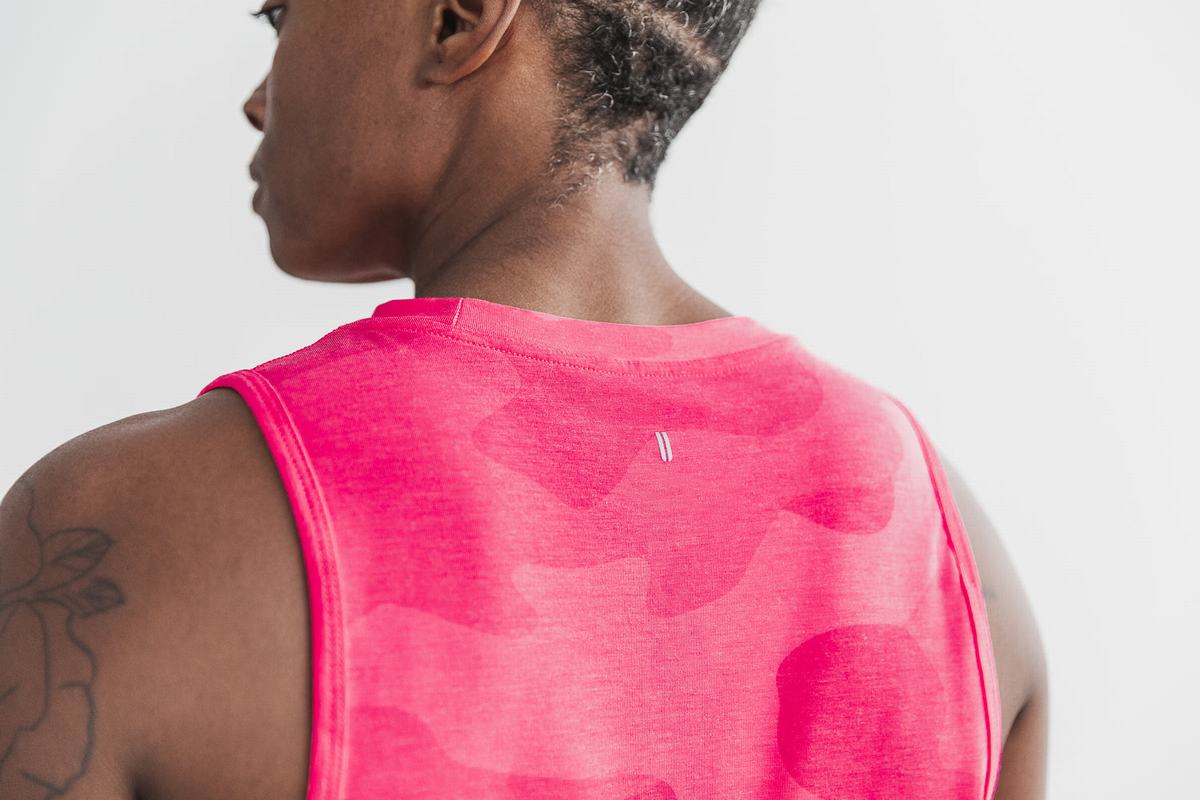 Pink Camo Women's Nobull Muscle Neon Tank Tops | USA012473