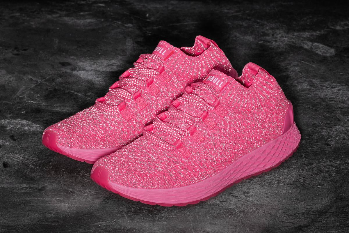 Pink Men's Nobull Neon Knit Runner Running Shoes | USA569048