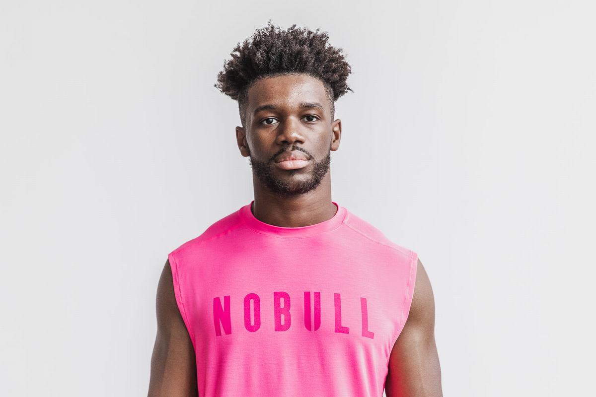 Pink Men's Nobull Sleeveless T Shirts | USA503172