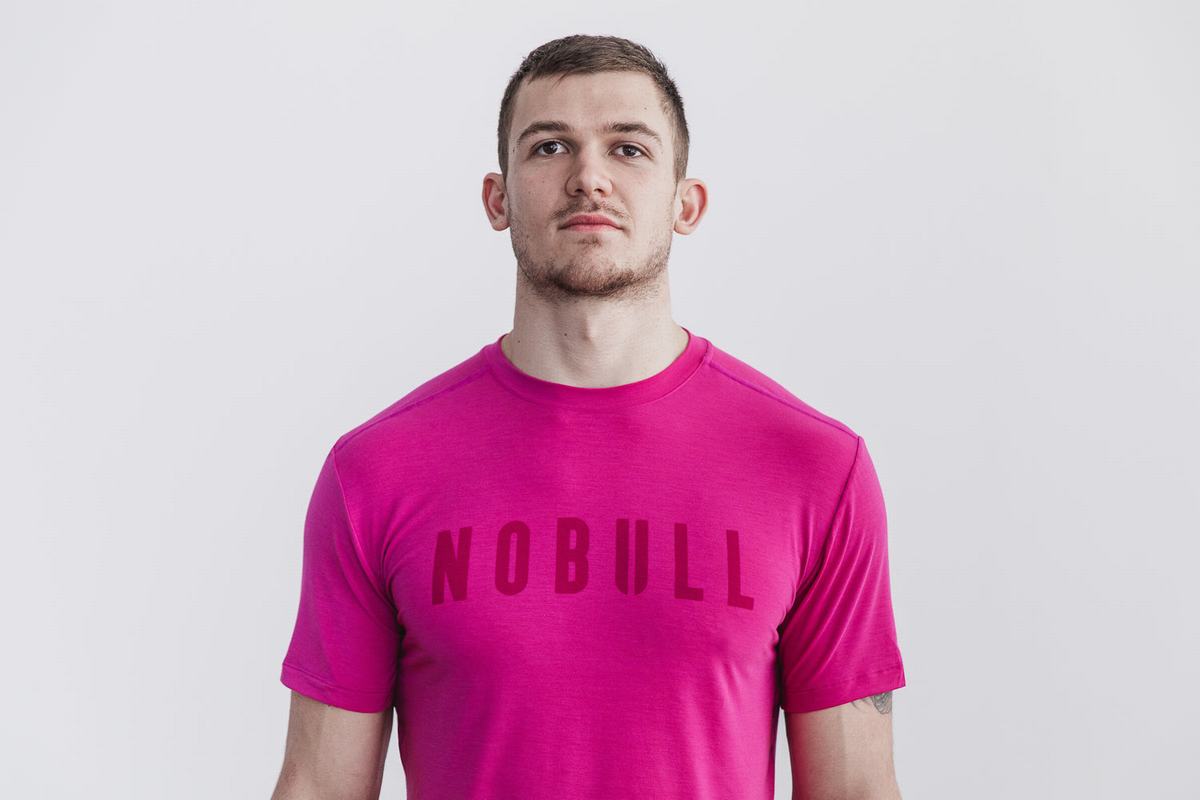 Pink Men's Nobull T Shirts | USA058172