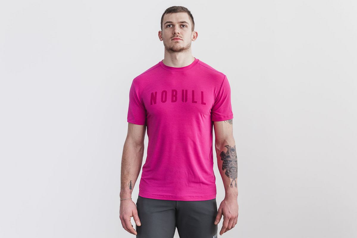 Pink Men\'s Nobull T Shirts | USA058172