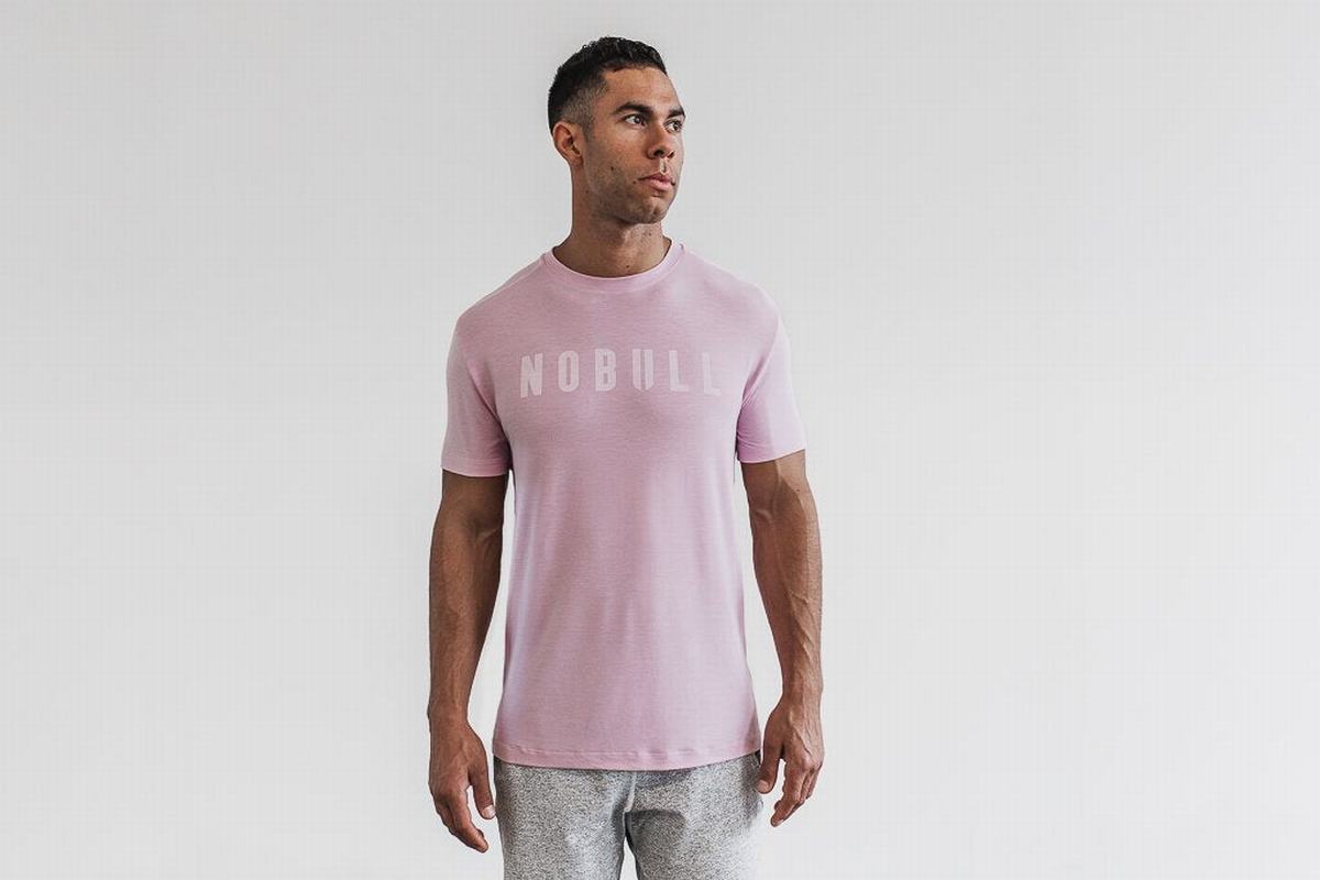 Pink Men\'s Nobull T Shirts | USA095731