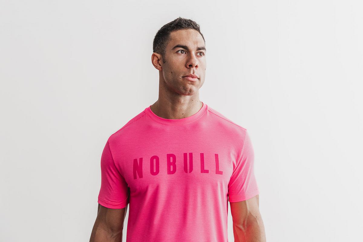 Pink Men's Nobull T Shirts | USA156479