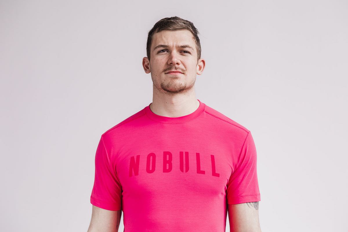 Pink Men\'s Nobull T Shirts | USA259148