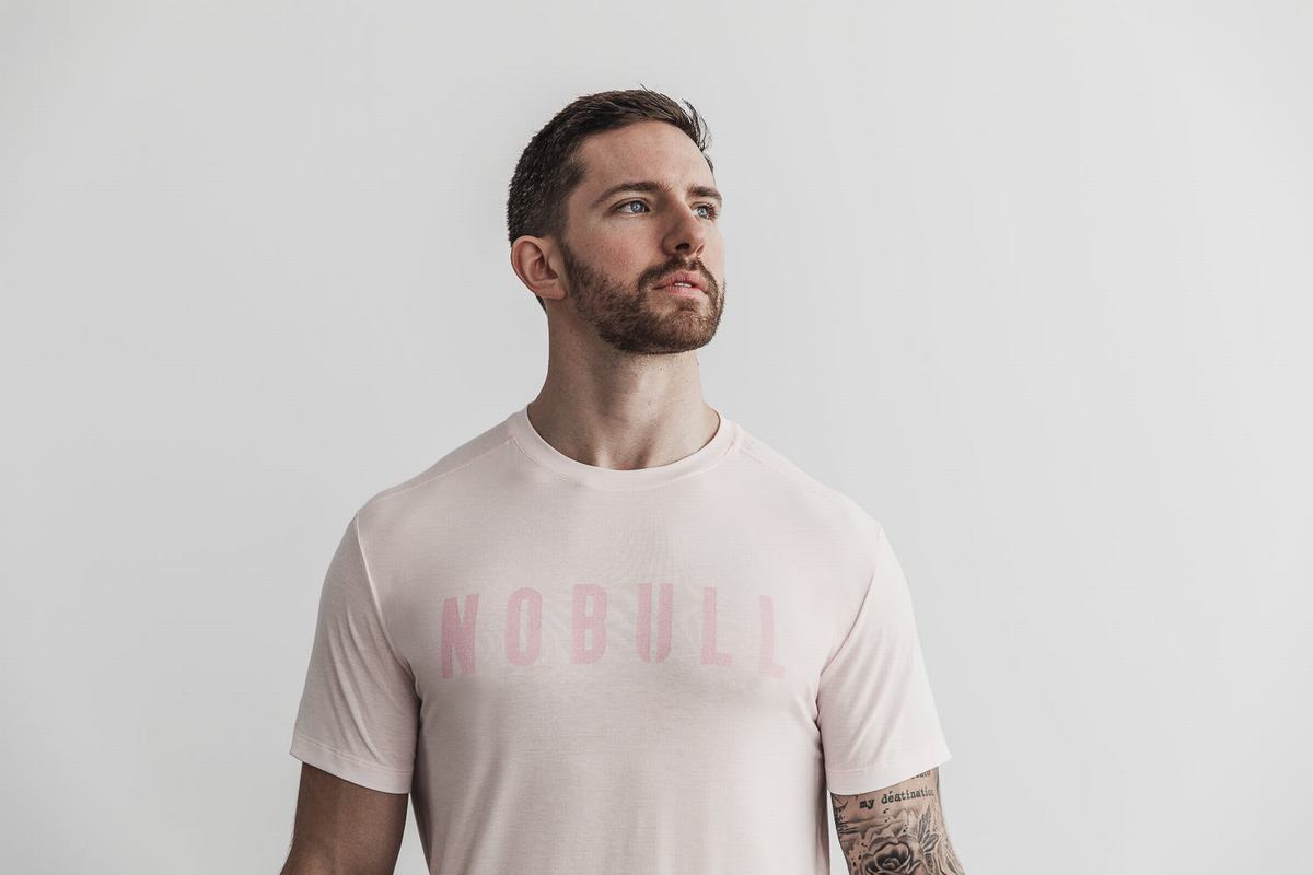 Pink Men's Nobull T Shirts | USA318497