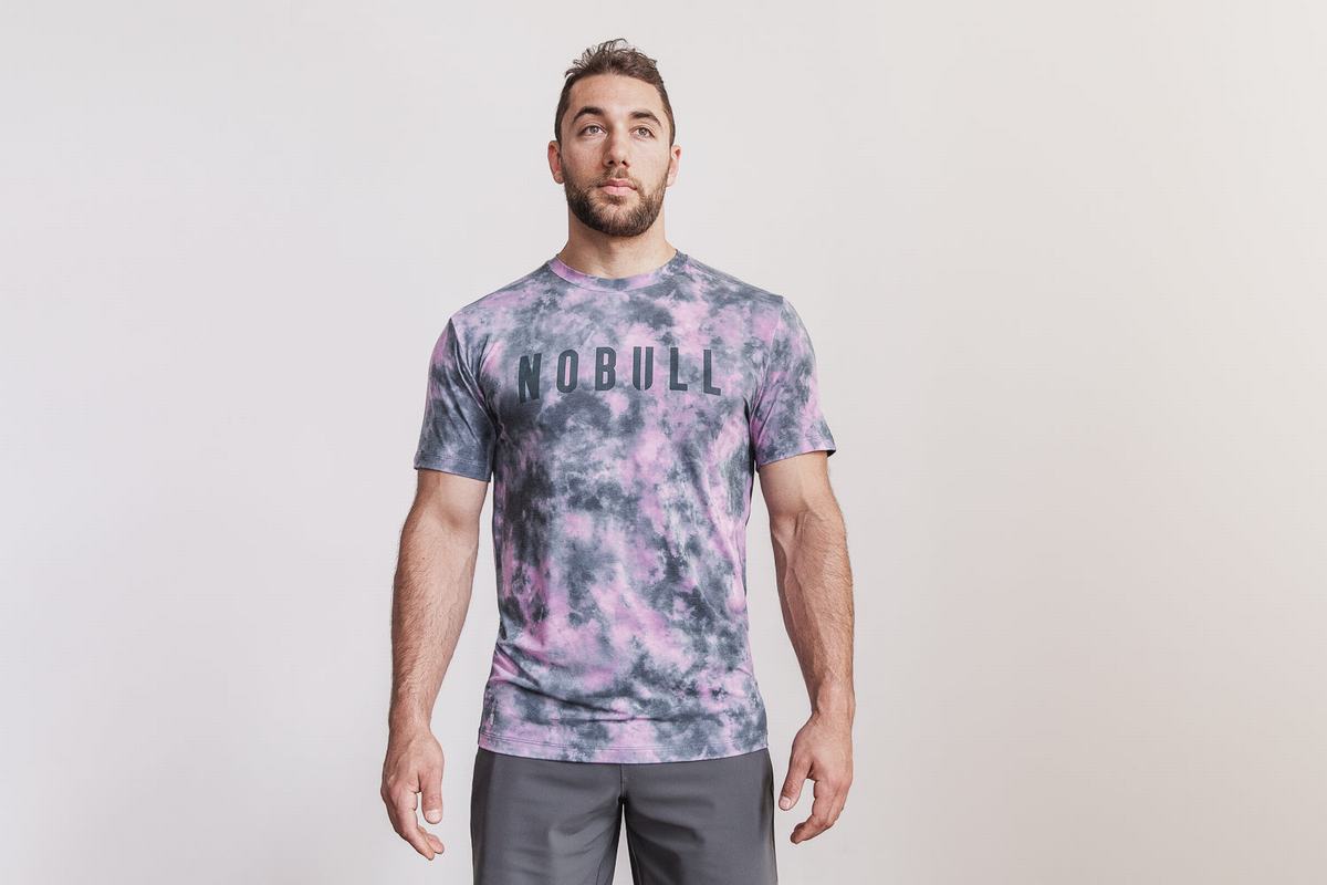 Pink Men\'s Nobull Tie-Dye T Shirts | USA602893