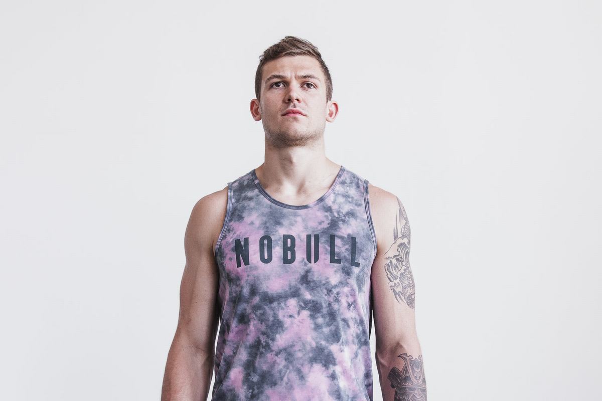 Pink Men\'s Nobull Tie-Dye Tank Tops | USA690378