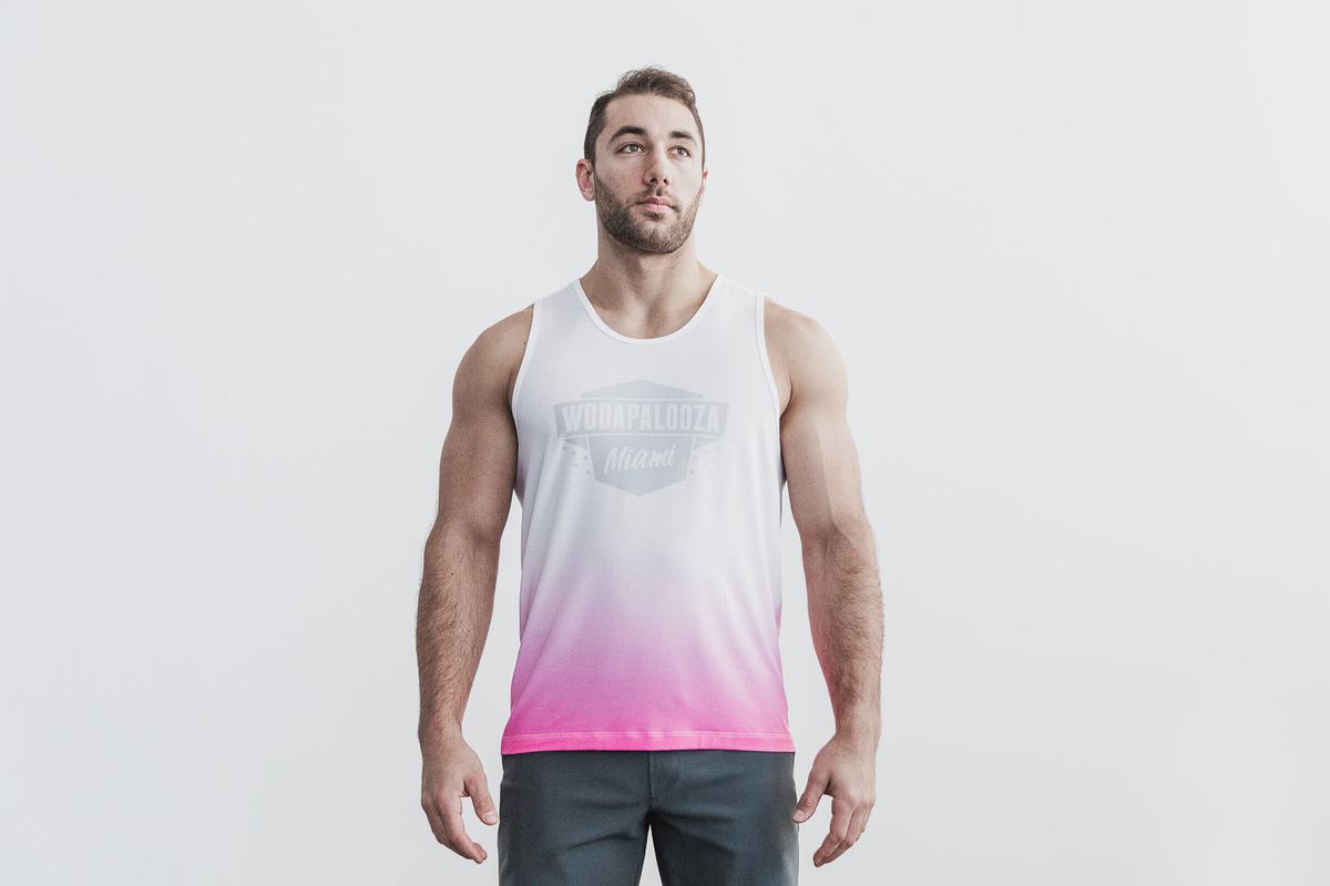 Pink Men\'s Nobull Wodapalooza Dip-Dye Tank Tops | USA610953