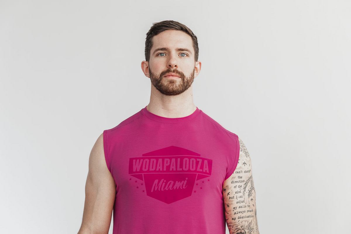 Pink Men's Nobull Wodapalooza Sleeveless T Shirts | USA490576