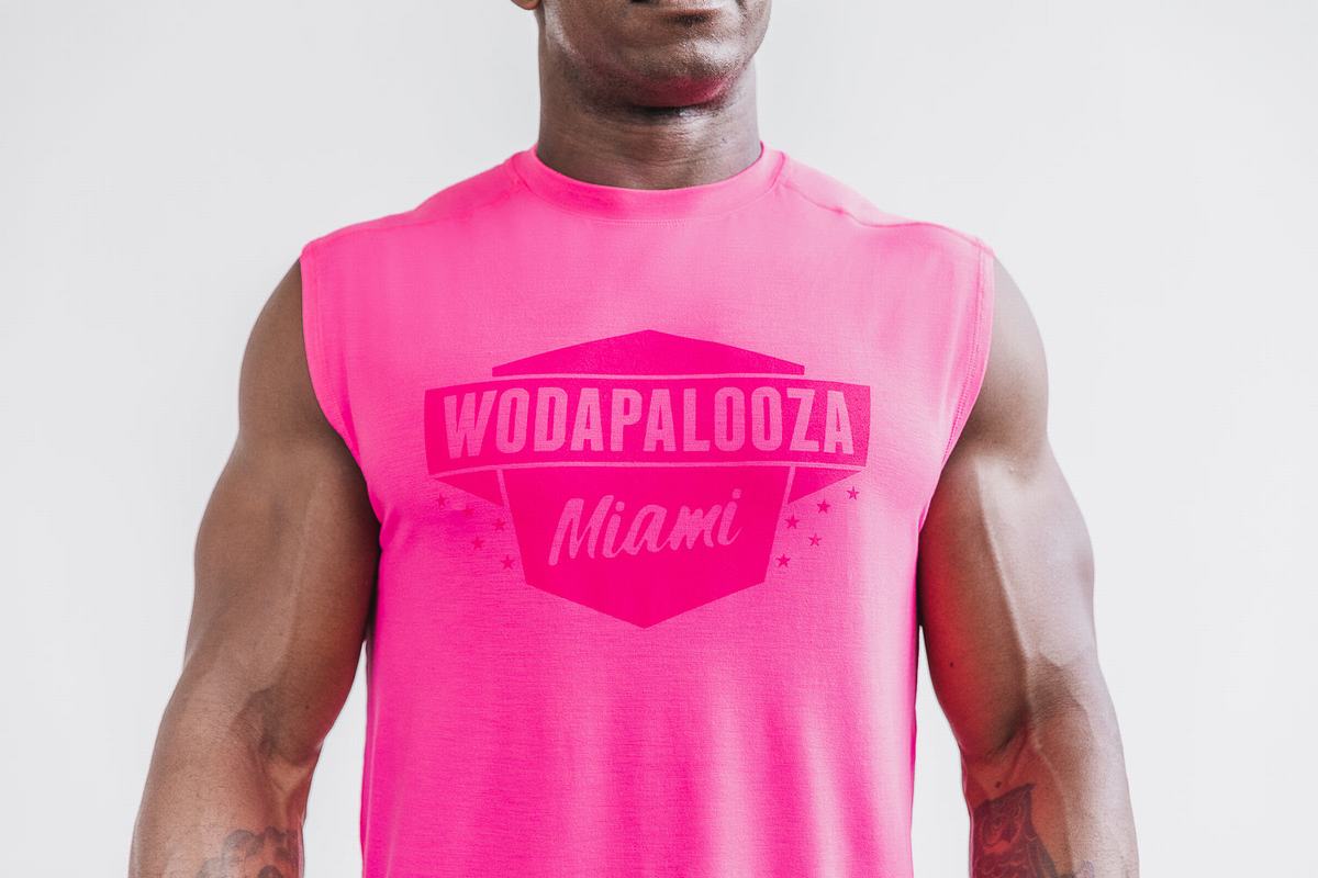 Pink Men's Nobull Wodapalooza Sleeveless T Shirts | USA674915