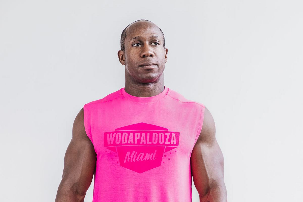 Pink Men\'s Nobull Wodapalooza Sleeveless T Shirts | USA674915