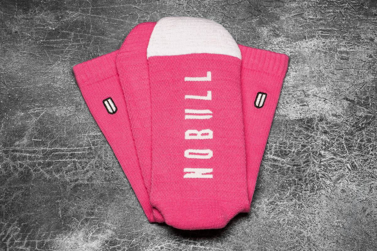 Pink White Women's Nobull Crew Neon Socks | USA617024