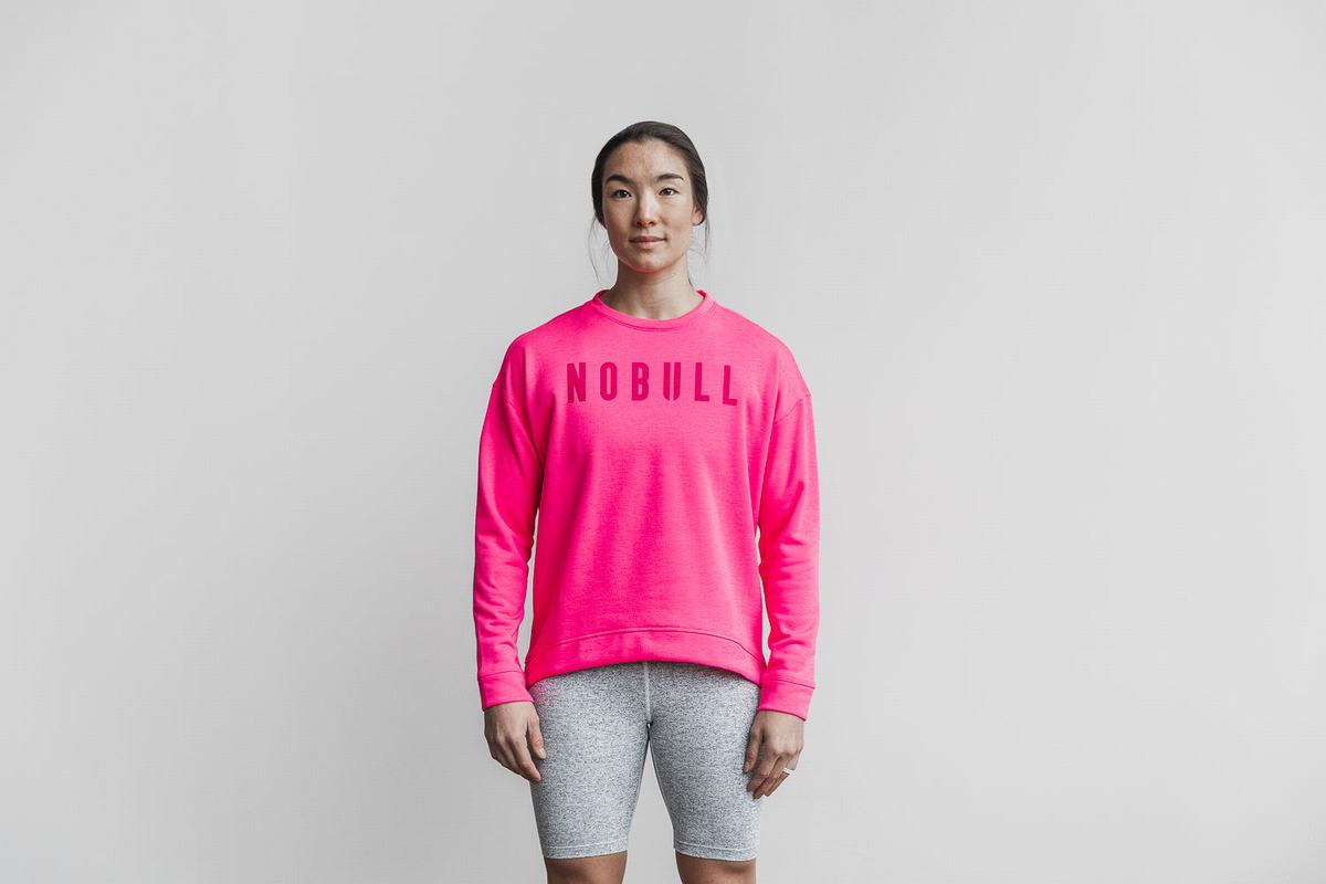 Pink Women's Nobull Crew Neon Sweatshirts | USA468975