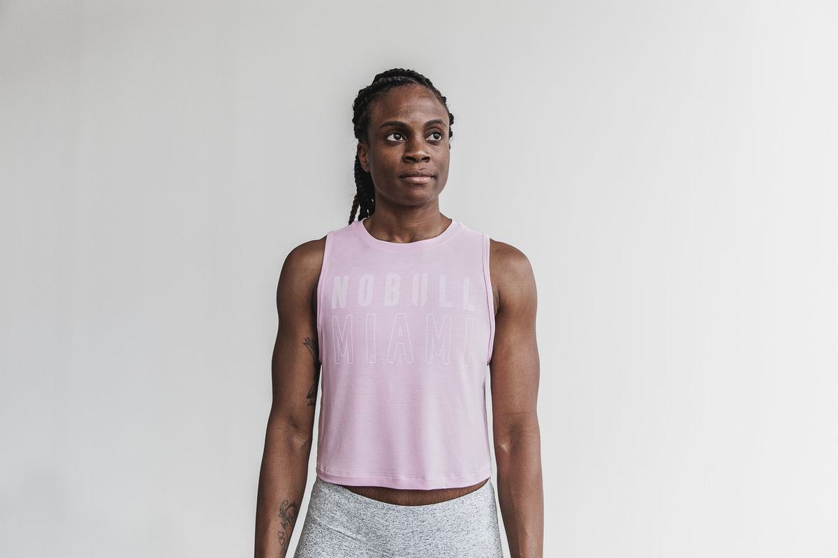 Pink Women's Nobull Muscle Miami Tank Tops | USA190847