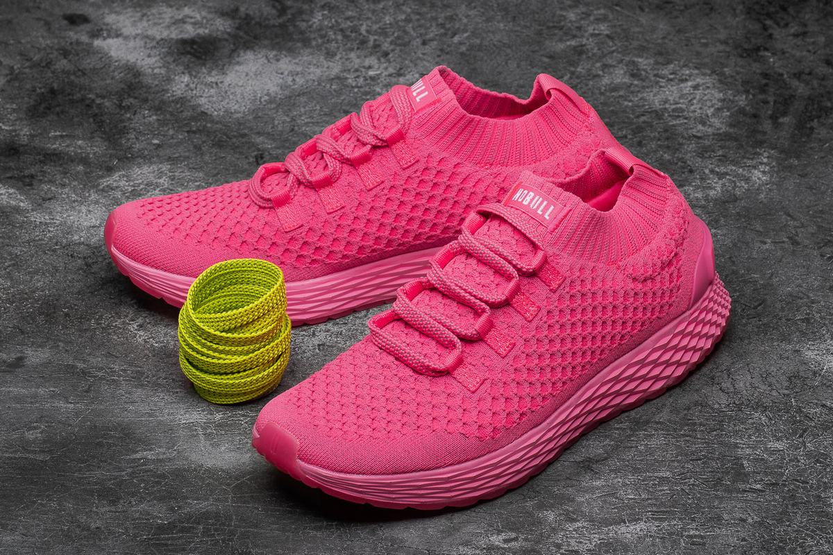 Pink Women's Nobull Neon Knit Runner Running Shoes | USA376205