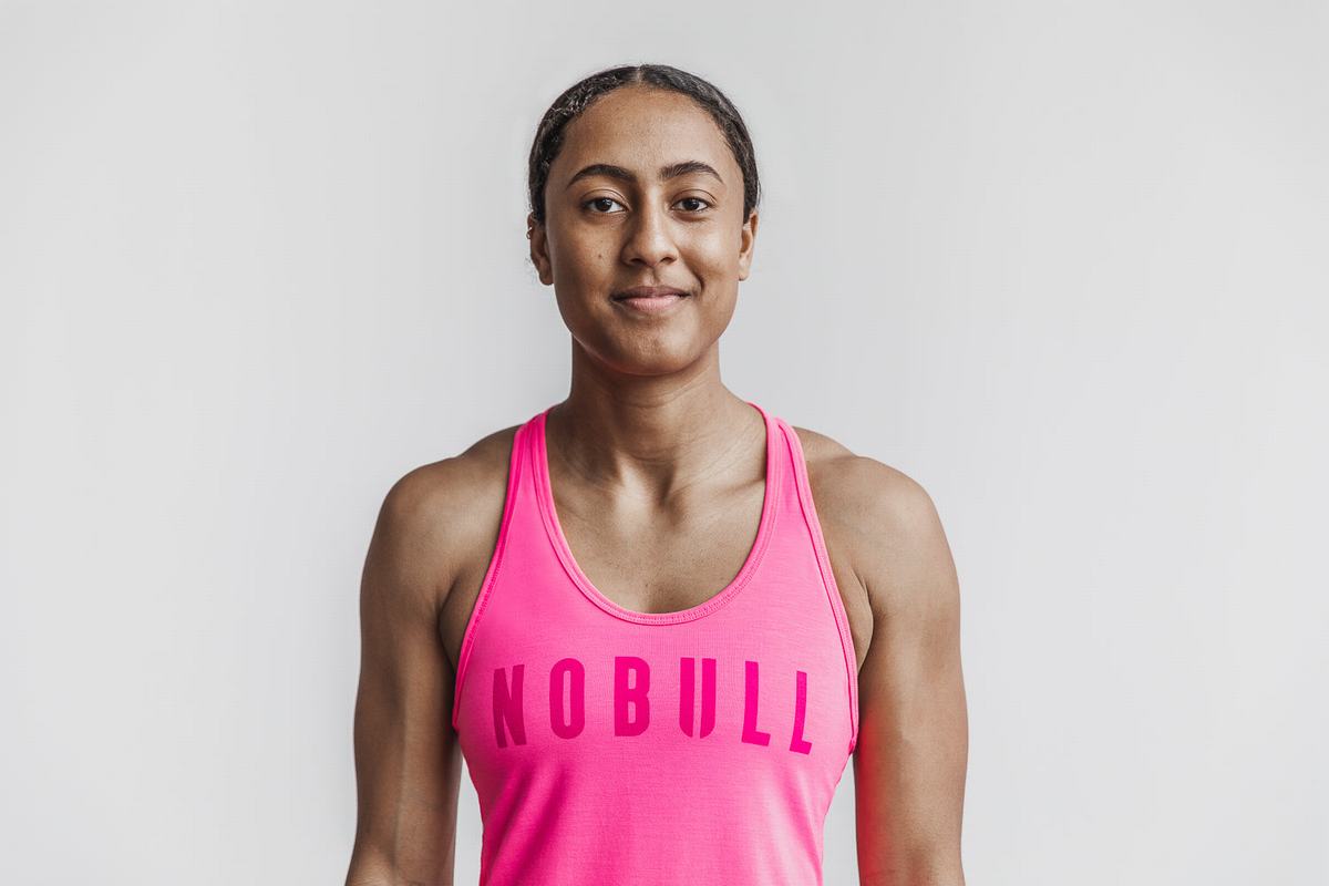 Pink Women's Nobull Racerback Neon Tank Tops | USA179250