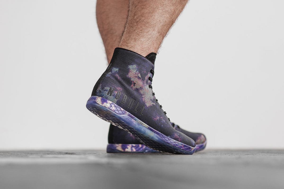 Purple Black Men's Nobull Superfabric High-Top Tie-Dye Trainers | USA048369