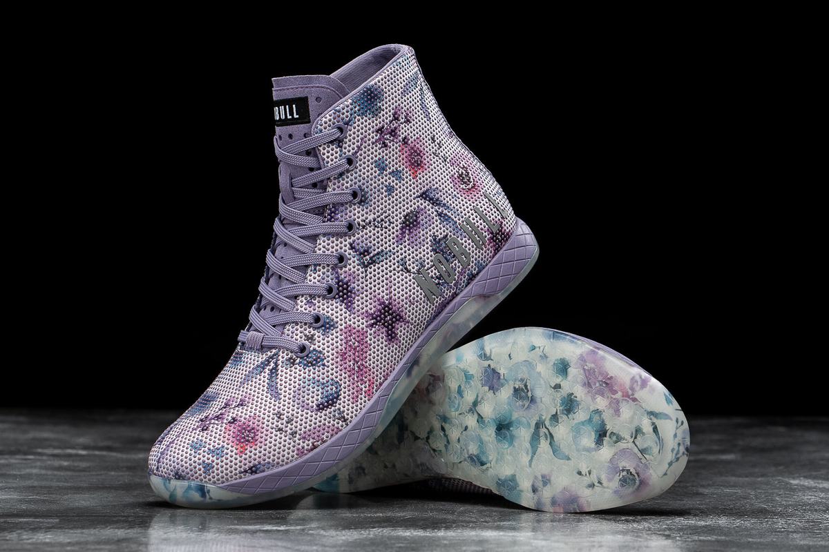 Purple Floral Men's Nobull Superfabric High-Top Trainers | USA263895