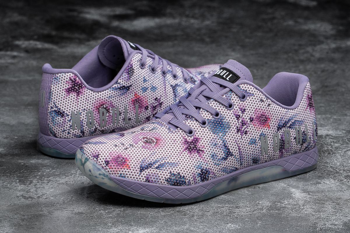 Purple Floral Men's Nobull Superfabric Trainers | USA932417