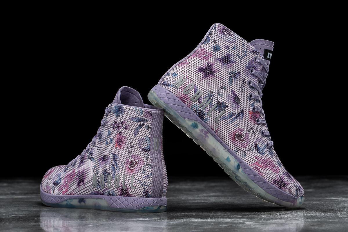 Purple Floral Women's Nobull Superfabric High-Top Trainers | USA391087