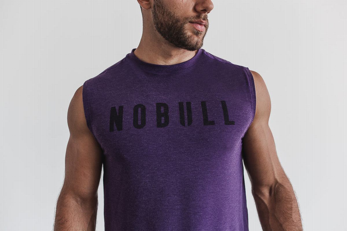 Purple Men's Nobull Sleeveless T Shirts | USA491326