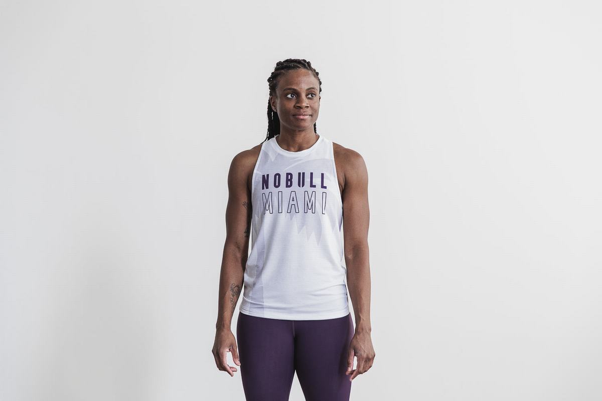 Purple Women\'s Nobull High-Neck Miami Palm Tank Tops | USA085247