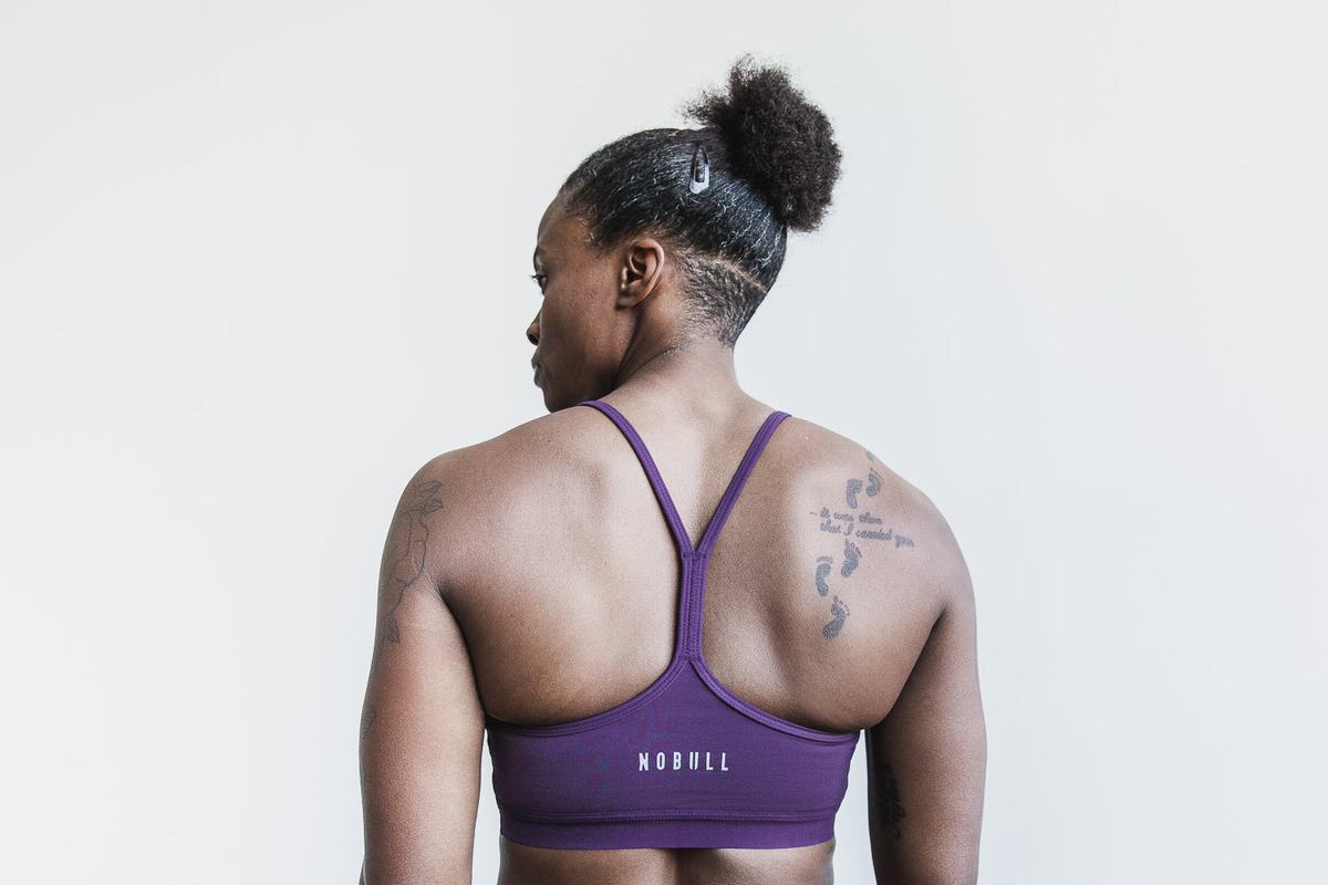 Purple Women's Nobull V-Neck Matte Sports Bras | USA693748