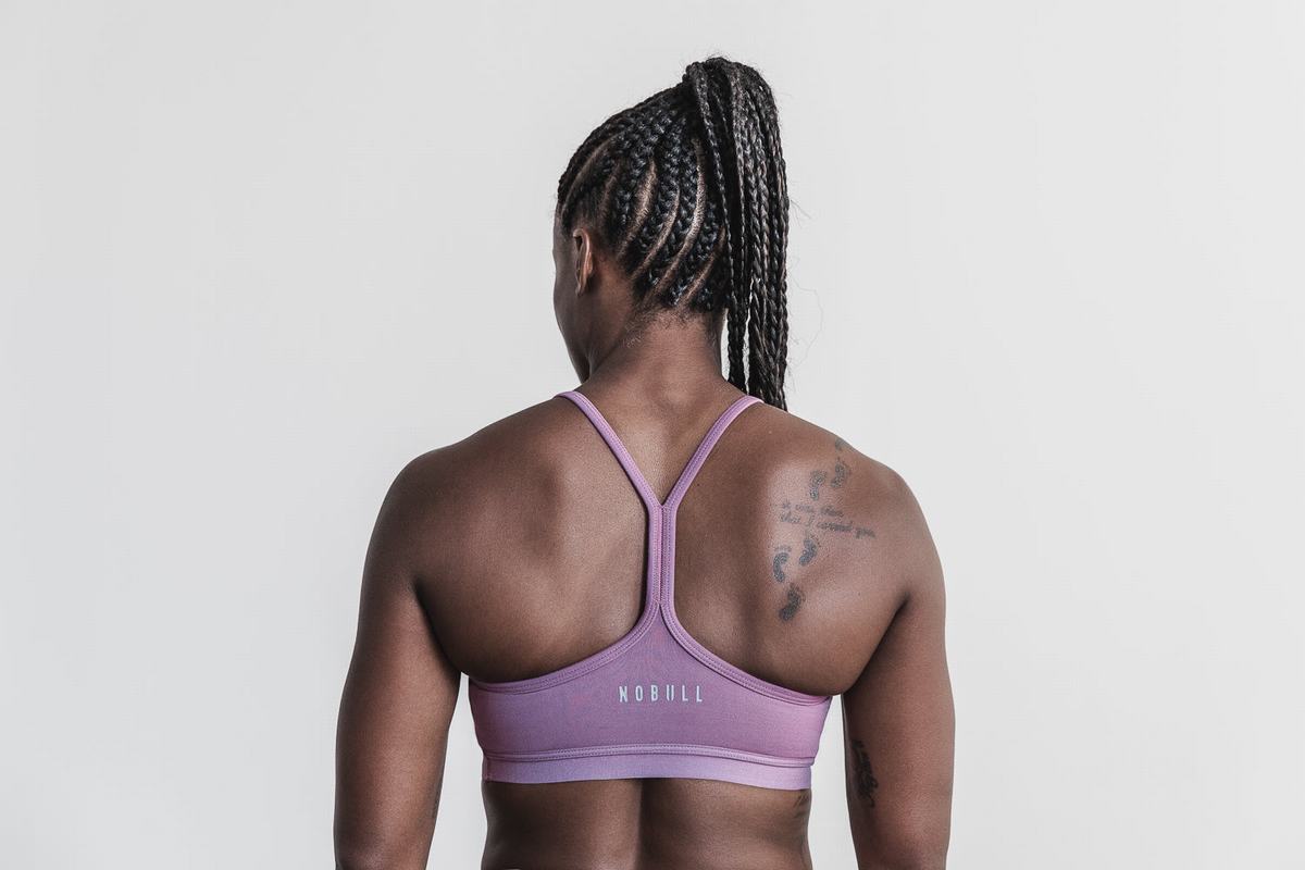 Purple Women's Nobull V-Neck Matte Sports Bras | USA967425