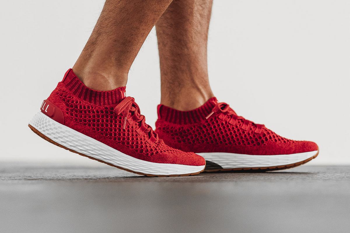 Red Men's Nobull Knit Runner Running Shoes | USA182596