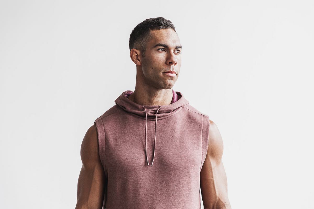 Red Men's Nobull Microplush Sleeveless Hoodie | USA238657