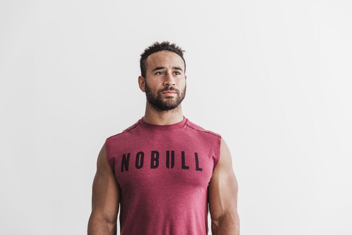 Red Men\'s Nobull Sleeveless T Shirts | USA124053