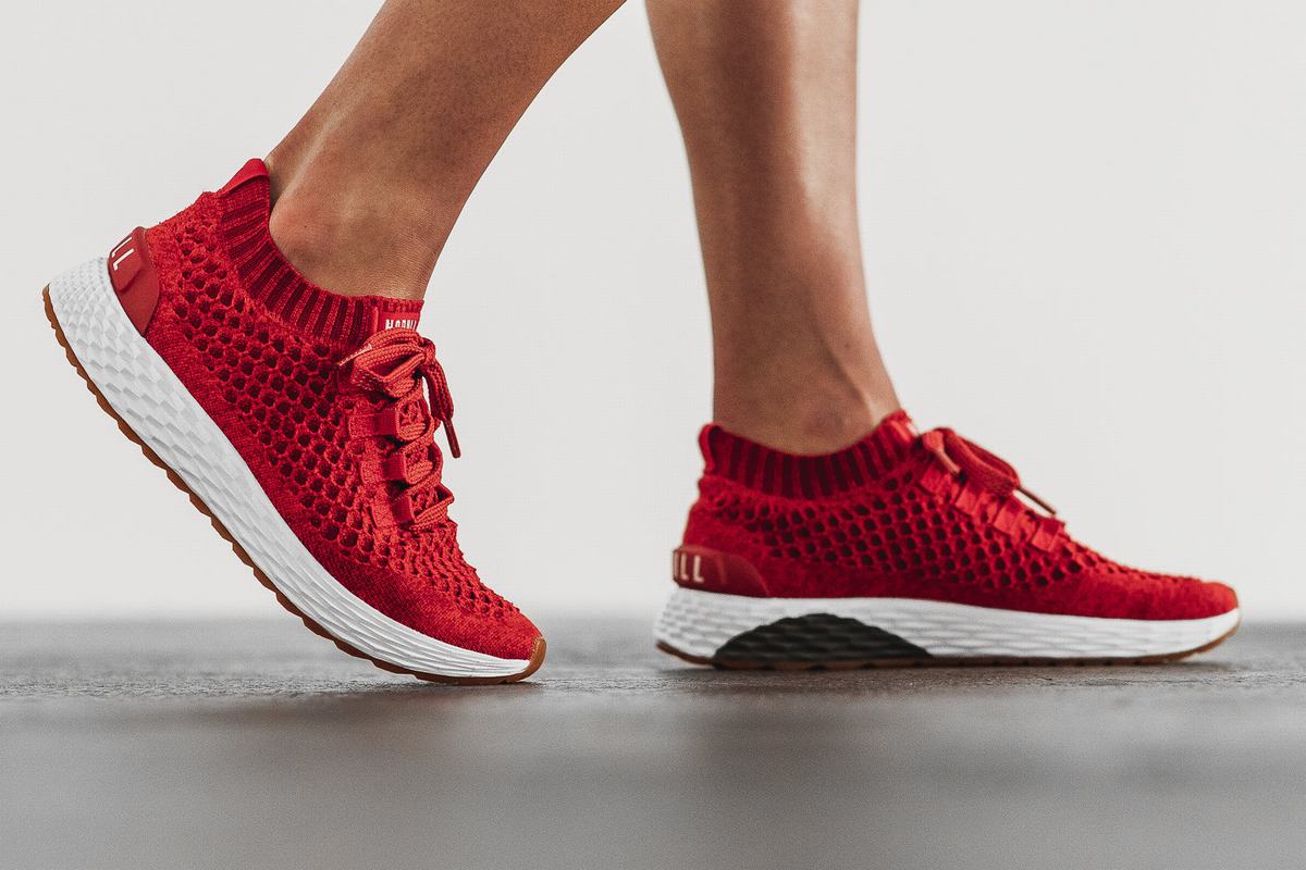 Red Women's Nobull Knit Runner Running Shoes | USA354968