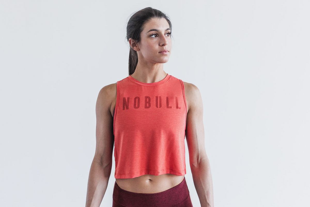 Red Women's Nobull Muscle Tank Tops | USA740532