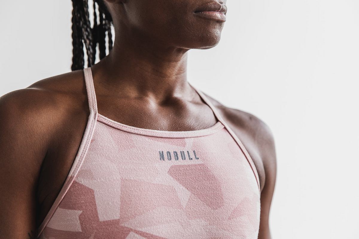 Rose Camo Women's Nobull High-Neck Melange Sports Bras | USA286071