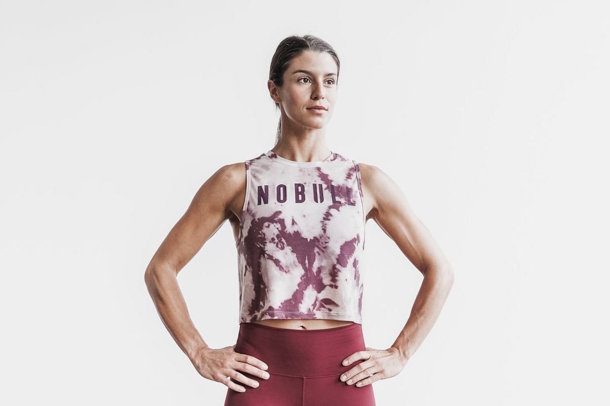 Rose Dark Red Women\'s Nobull Muscle Tie-Dye Tank Tops | USA804915