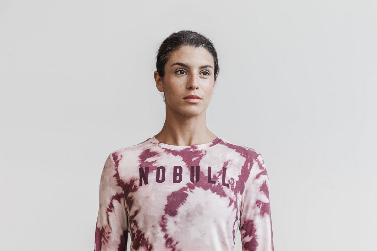 Rose Dark Red Women's Nobull Tie-Dye Long Sleeves | USA126085