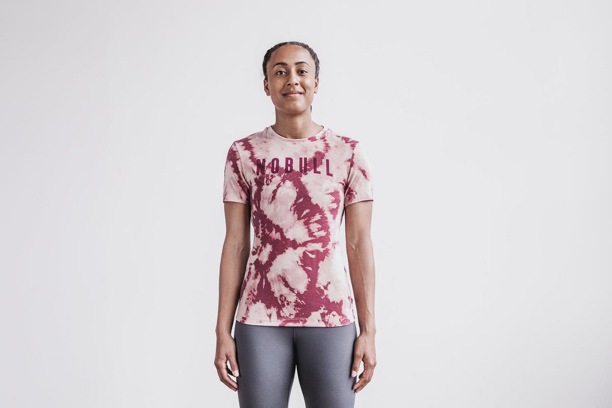 Rose Dark Red Women\'s Nobull Tie-Dye T Shirts | USA783962