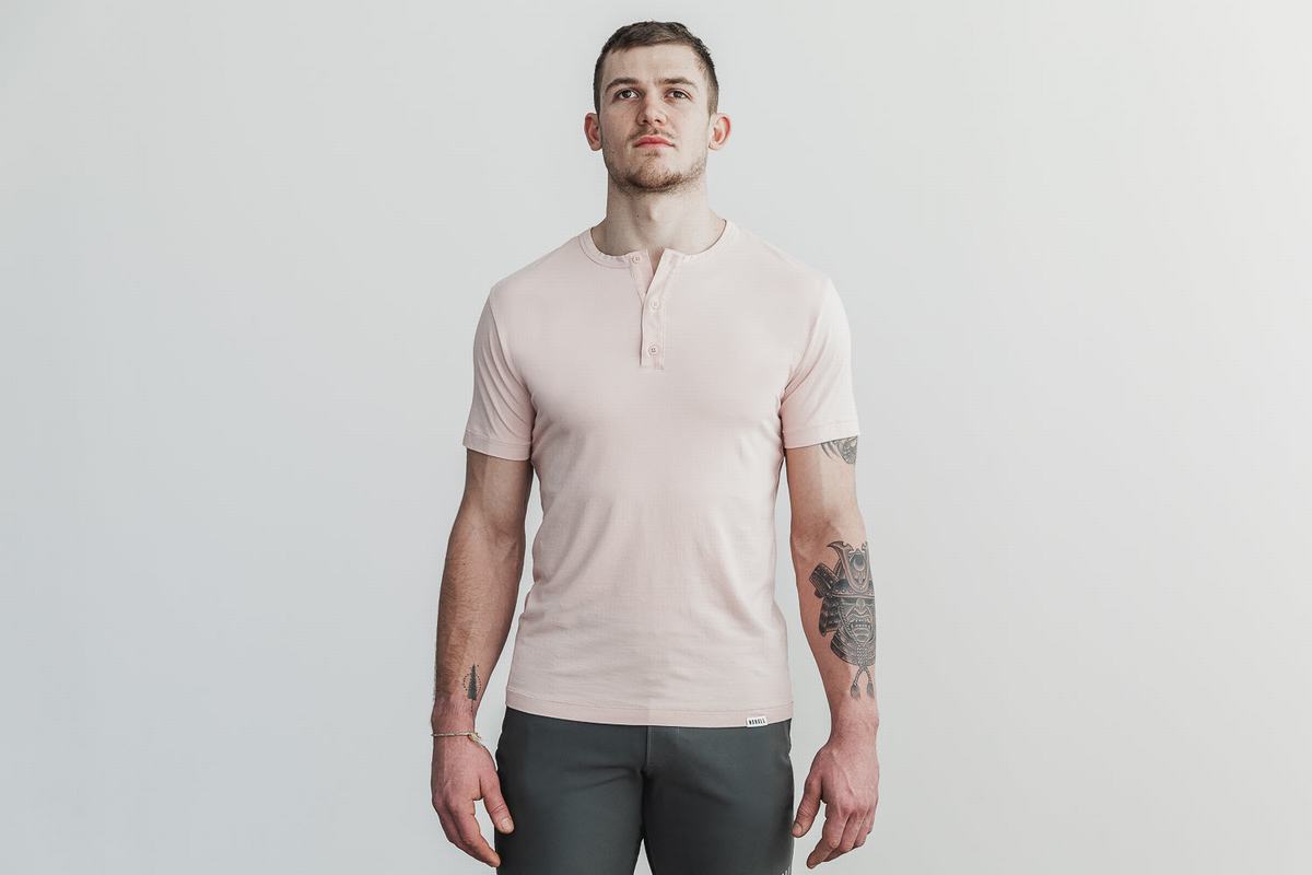 Rose Men's Nobull Lightweight Henley T Shirts | USA564901