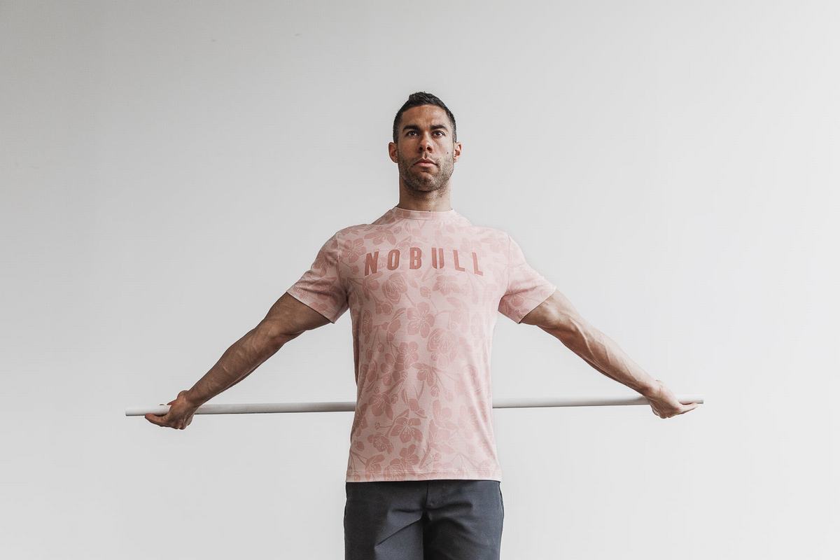 Rose Pink Men's Nobull T Shirts | USA495782