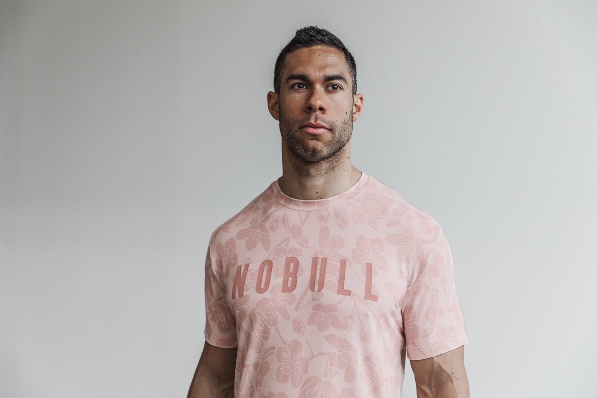 Rose Pink Men's Nobull T Shirts | USA495782