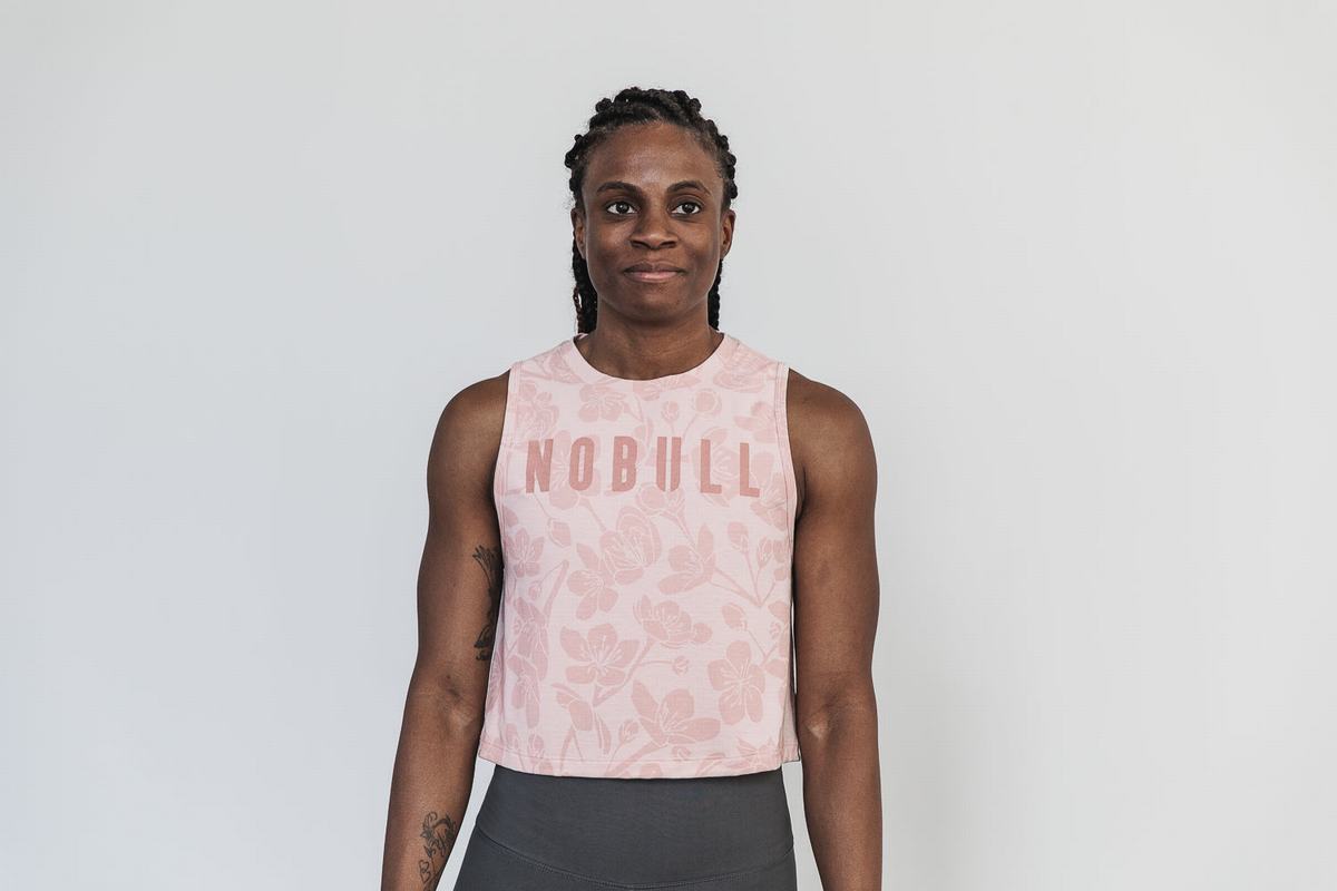 Rose Pink Women\'s Nobull Muscle Tank Tops | USA450397