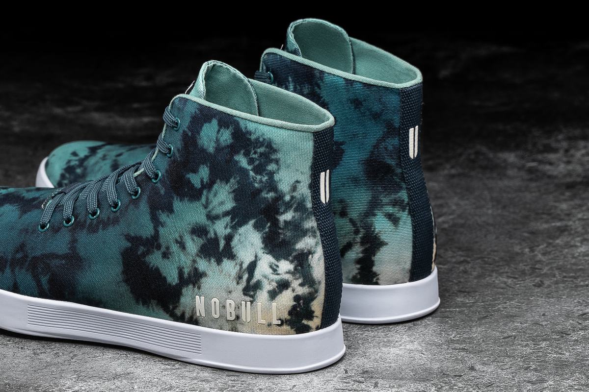 Turquoise Men's Nobull High-Top Tie-Dye Canvas Trainers | USA308529